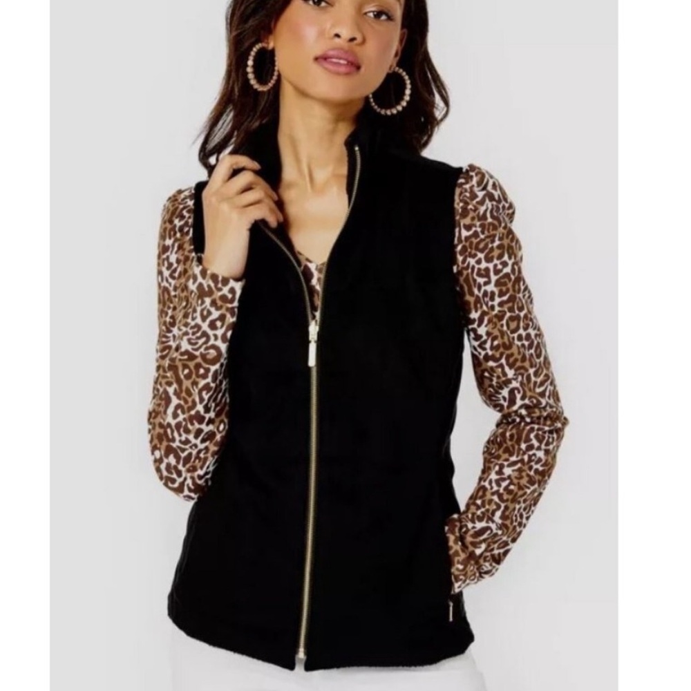 NEW! Lilly Pulitzer Skyden Suede Sherpa Reversible Vest Black SMALL $258 NWOT - Picture 9 of 9